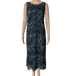 Valerie Stevens 100% Silk Tropical Print 90s Y2K Sleeveless Midi Dress (14)